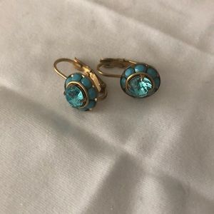 Pierced earrings, gold and turquoise